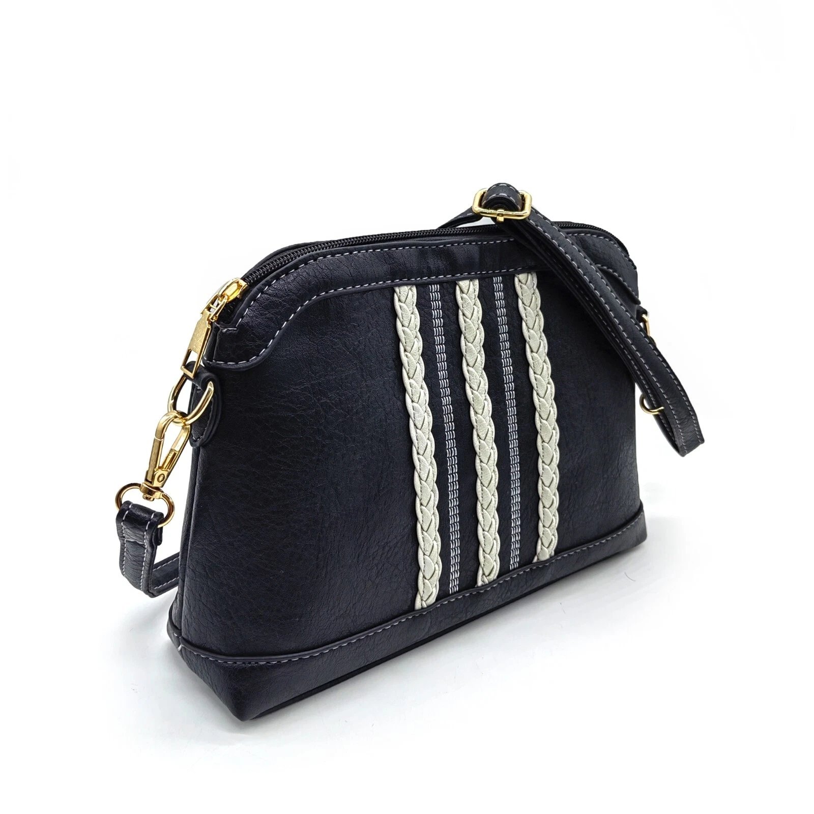 Womens Triple Plaited Shoulder Bag Ladies Handbag